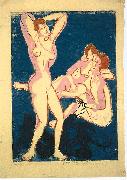 Ernst Ludwig Kirchner Three nudes and reclining man painting
